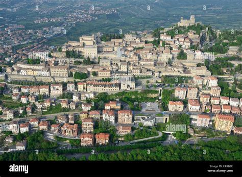 Aerial View The Capital City Of San Marino On The Western Side Of