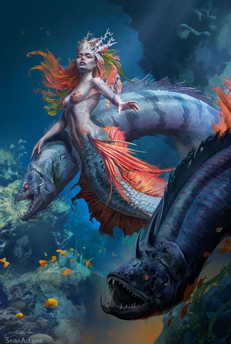 Lady And Her Pets By Mentoskova On DeviantArt Fantasy Mermaids