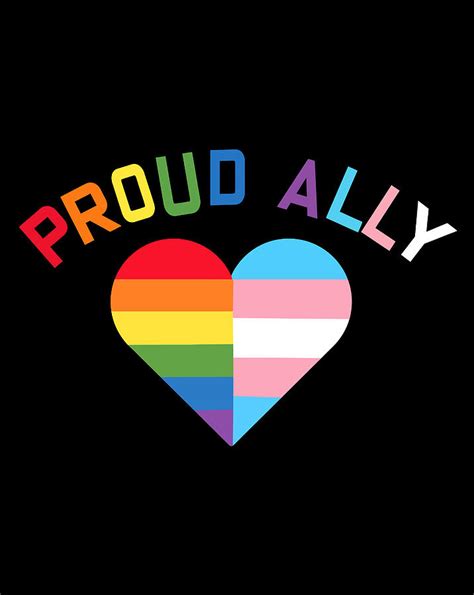 Proud Ally Lgbt Lesbian Gay Bisexual Trans Pan Hart Flag Digital Art By