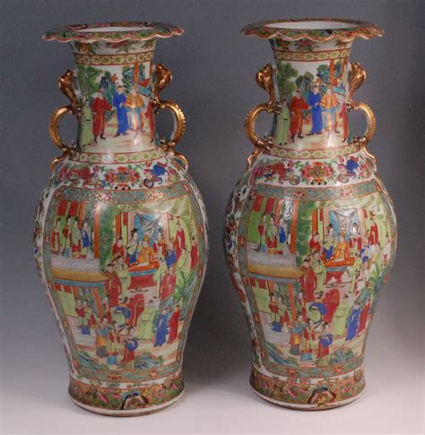 A Pair Of 19th Century Chinese Canton Vases H60cm September 2013