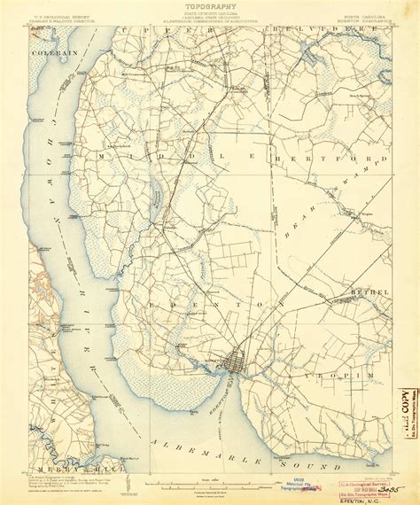 Edenton North Carolina 1904 1904 Usgs Old Topo Map 15x15 Quad Old Maps
