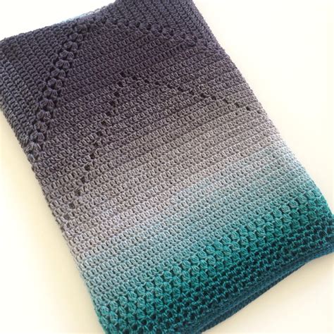 Teal And Grey Ombre Granny Square Blanket Afghan Crochet Lap Etsy