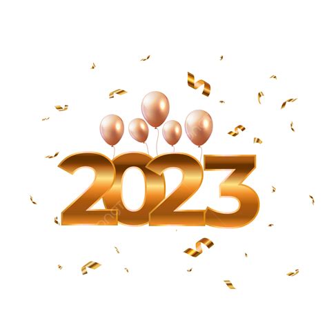 Feliz Año Nuevo 2023 Texto Dorado Con Globos Dorados Png Feliz Año