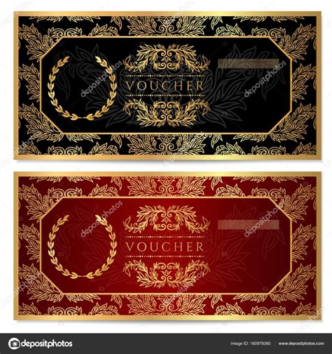 Voucher T Certificate Coupon Template Floral Scroll Pattern