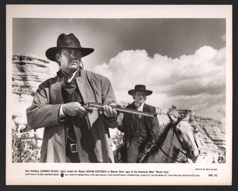 Wyatt Earp Dennis Quaid And Kevin Costner 8x10 B W Still Photograph