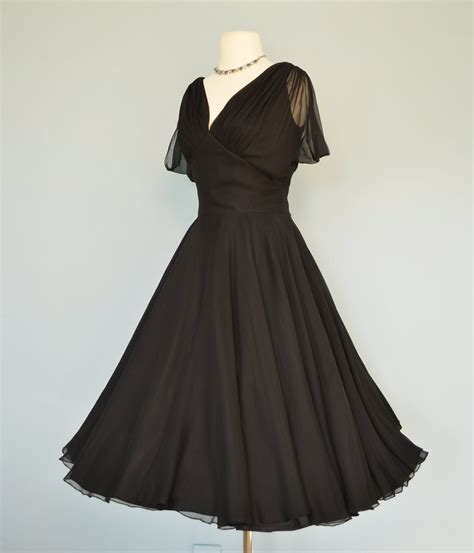 Vintage 1960s Cocktail Dress Sophisticated Midnight Black