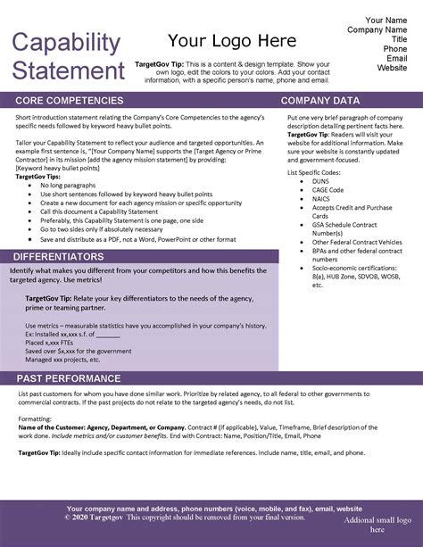 Free Capability Statement Template Word