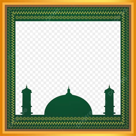 Gambar Bingkai Islamik Emas Dengan Latar Belakang Gambar Vektor