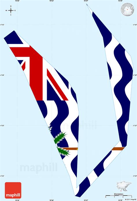 Flag Simple Map of British Indian Ocean Territory, single color outside