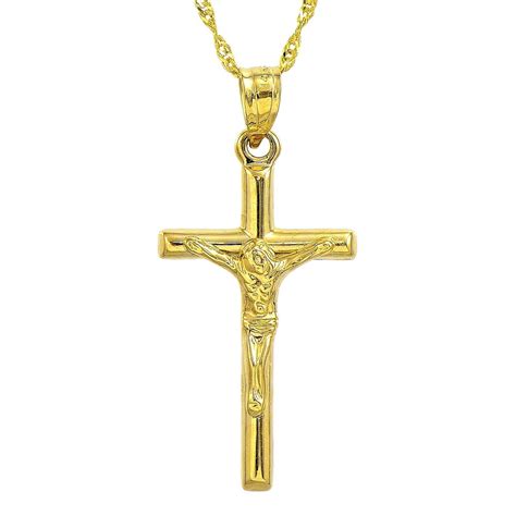 3.9 out of 5 stars. 14k Yellow Gold Jesus Crucifix Cross Pendant Necklace | eBay