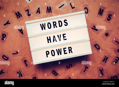 Words Have Power Concept With Letters And Lightbox Stock Photo Alamy