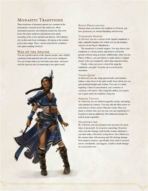 Dnd 5e Homebrew Way Of The Apache Monk By The I Wanna Cast A