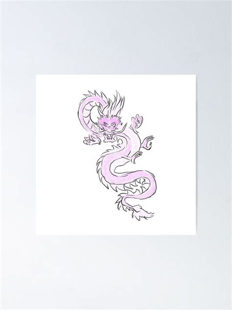 Pink Chinese Dragon Poster For Sale By Lubellebubble20 Redbubble