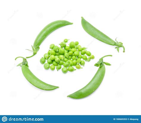 Fresh Green Peas Isolated On White Background Stock Image Image Of