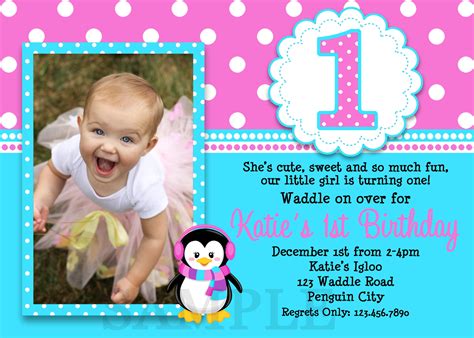 1st Birthday Party Invitations Template For Girl Free Invitation