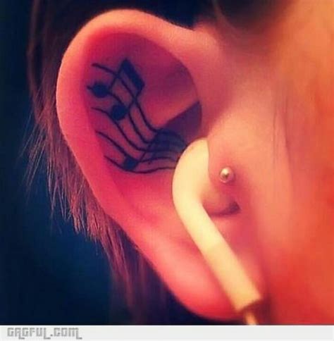 Music Musical Notation Ear Tattoo Clever Tattoos Girly Tattoos