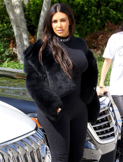 Kim Kardashian Wears Skintight Bodysuit Fur In 75 Degree Weather