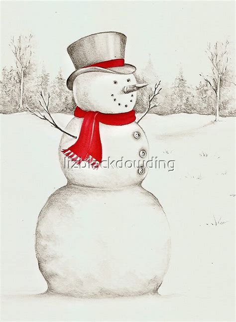 Pencil Snowman By Lizblackdowding Redbubble