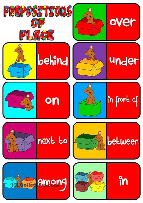 Prepositions Of Place Dominoes English Lessons For Kids Learning