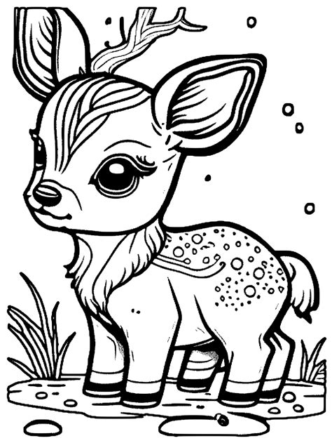 Cute Baby Deer Coloring Page · Creative Fabrica