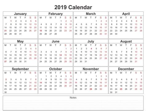 2019 Weekly Calendar Printable Weekly Calendar Printable Calendar