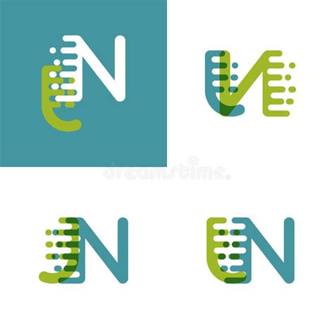 Jn Letters Logo With Accent Speed In Light Green And Light Blue Stock