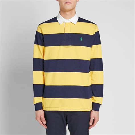 Polo Ralph Lauren Long Sleeve Striped Rugby Shirt Chrome Yellow