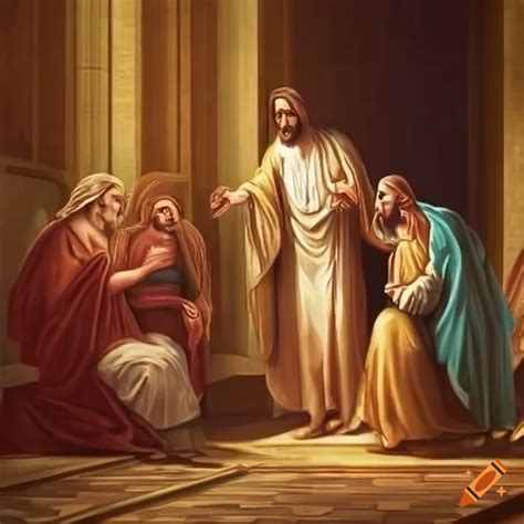 Painting Of Jesus Teaching In The Temple On Craiyon