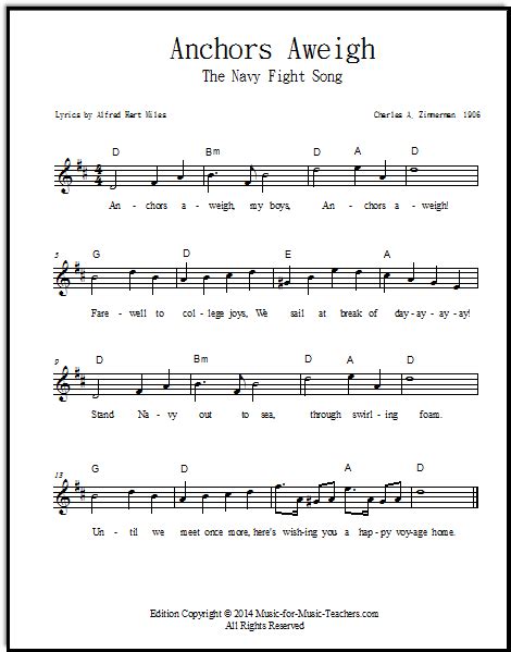 Anchors Aweigh The Navy Fight Song