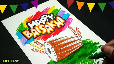 Happy Baisakhi Drawing Ll Very Easy Youtube