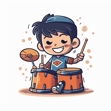 Premium Vector Cartoon Boy Playing The Drums