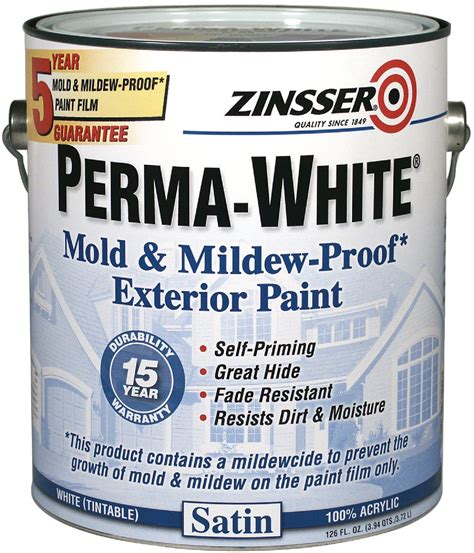 Buy Zinsser Perma White Mildew Proof Exterior Paint White Tintable 1 Gal