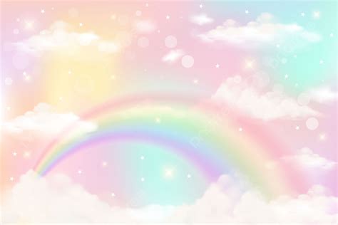 Holographic Fantasy Rainbow Unicorn Background With Clouds Wallpaper