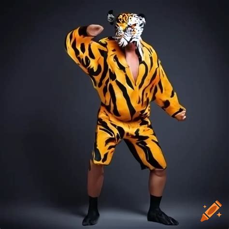 Wrestler In Tiger Mask And Robe