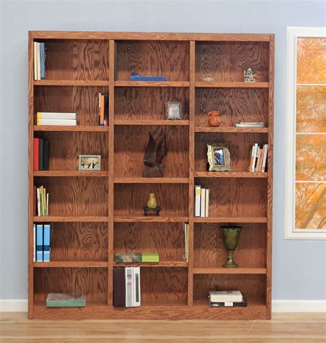 Concepts In Wood 18 Shelf Triple Wide Wood Bookcase 84 Inch Tall Oak
