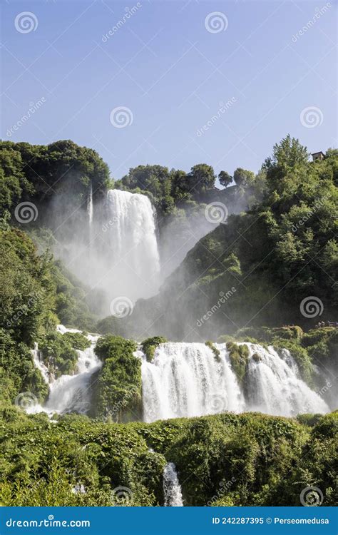 Marmore Waterfall In Umbria Region Italy Amazing Cascade Splashing