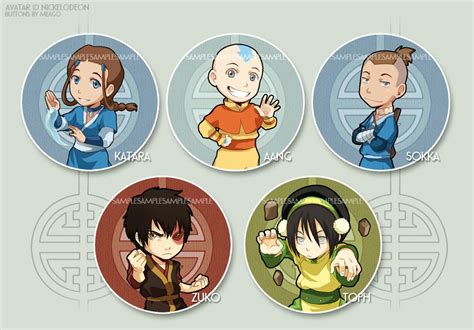 Avatar Button Set By `meago On Deviantart Custom Buttons Legend Of Korra Aang Avatar The Last