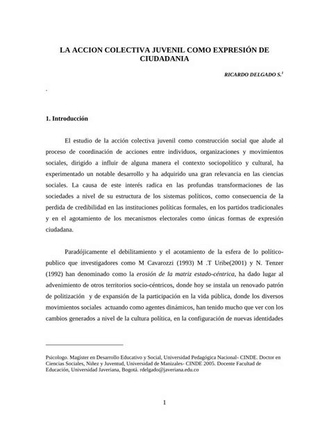 PDF La acción colectiva juvenil como expresión de la ciudadanía