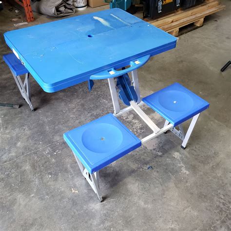 Free delivery and returns on ebay plus items for plus members. BLUE FOLDING PICNIC TABLE - Big Valley Auction