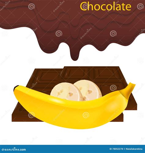 Banana Chocolate Splash Vector Realistic Illustration Product Template