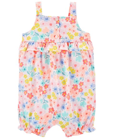 Carter S Baby Girls Floral Cotton Romper BargainLow