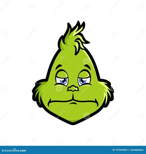 Pegatina De Grinch Emoji Pensive Face Imagen De Archivo Editorial