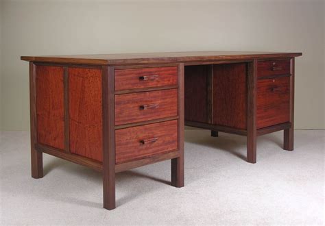 Hand Crafted Solid Walnut And Bubinga Desk By John Landis