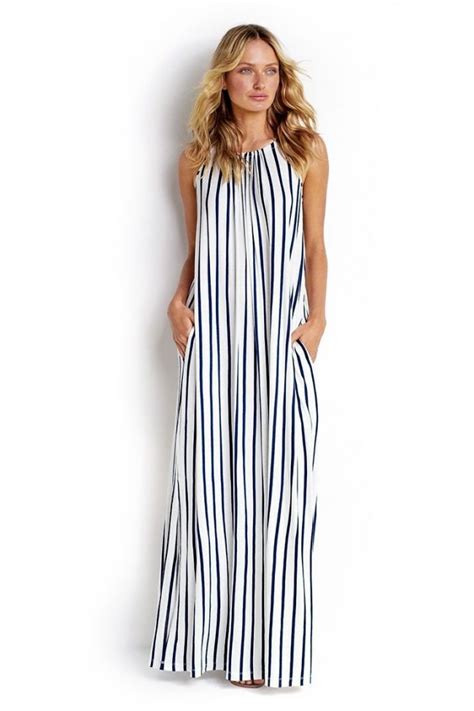 Swimwear Bayana Vertical Stripe Jersey Maxi Dress Seafolly