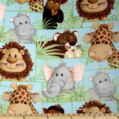 Baby Jungle Animal Fleece Fabric Yellowcheckeredvansoldskool