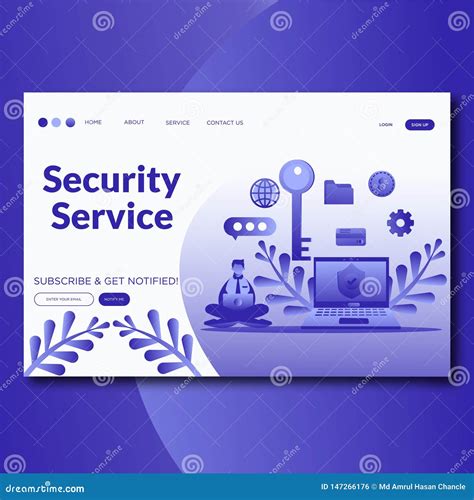 Security Service Online Security Services Landing Page Website Vector