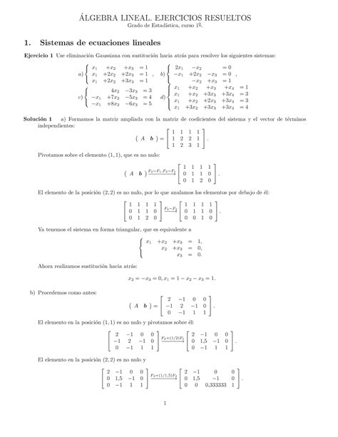 Práctico Ejercicios resueltos Sistemas de ecuaciones lineales