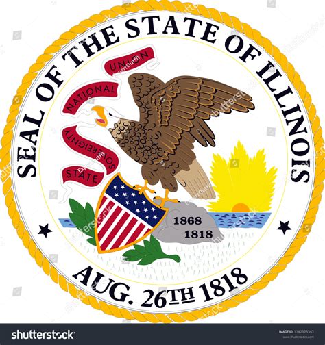 Illinois State Flag Seal Love Heart Stock Vector Royalty Free