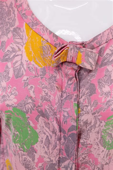 80s Ungaro Pink Floral Print Blouse Vintage 1980s Emanuel Ungaro Silk