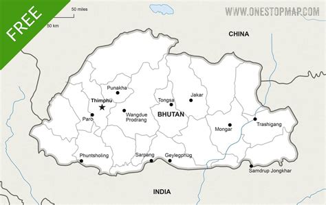 Free Vector Map Of Bhutan Political One Stop Map